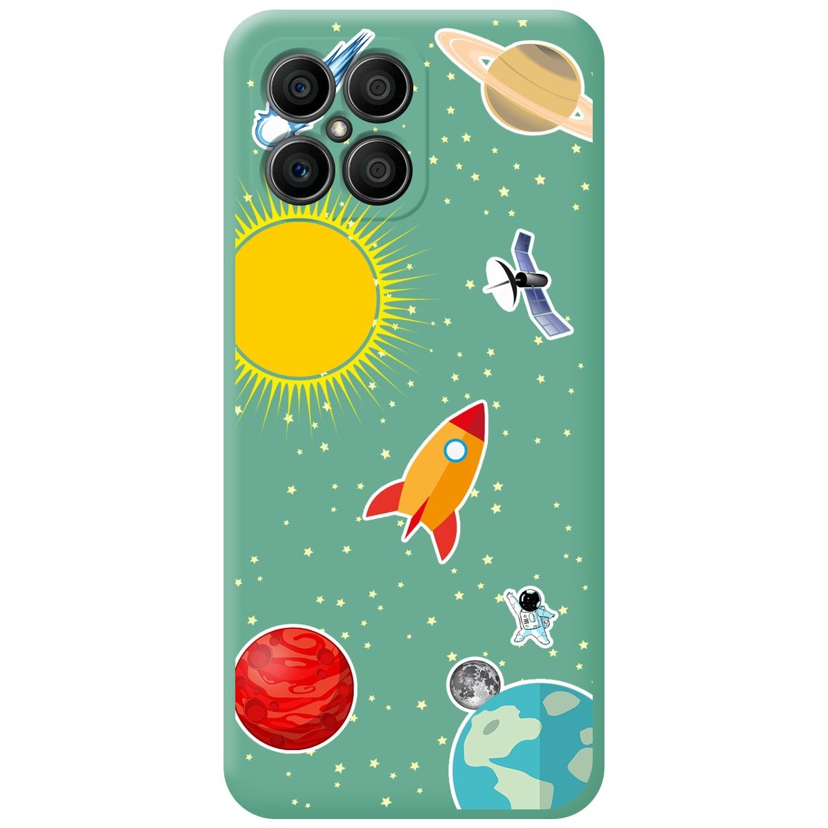Funda Silicona Líquida Verde para Huawei Honor X8 diseño Espacio Dibujos