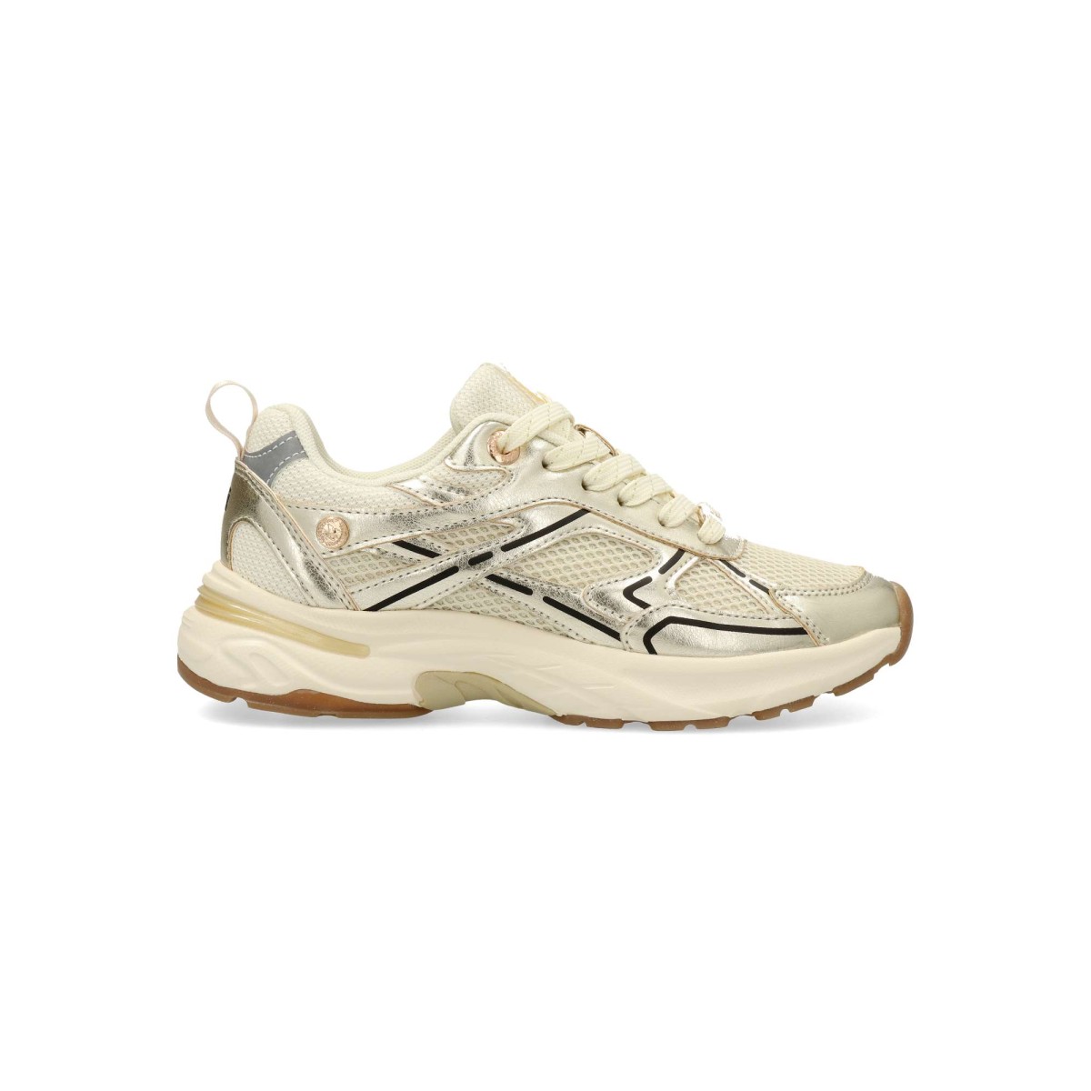 XTI - Zapatillas deportivas veganas retro XTI con efecto metalizado brillante para mujer, suela antideslizante y estilo casual