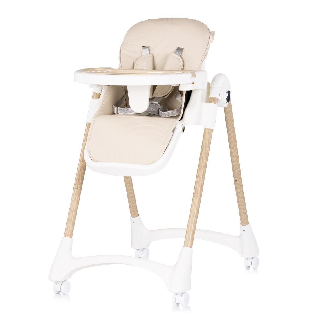 Chipolino - Trona plegable Candy Shop para bebés de 6 meses a 4 años, con asiento acolchado en cuero ecológico, arnés de 5 puntos y bandeja ajustable en 3 posiciones