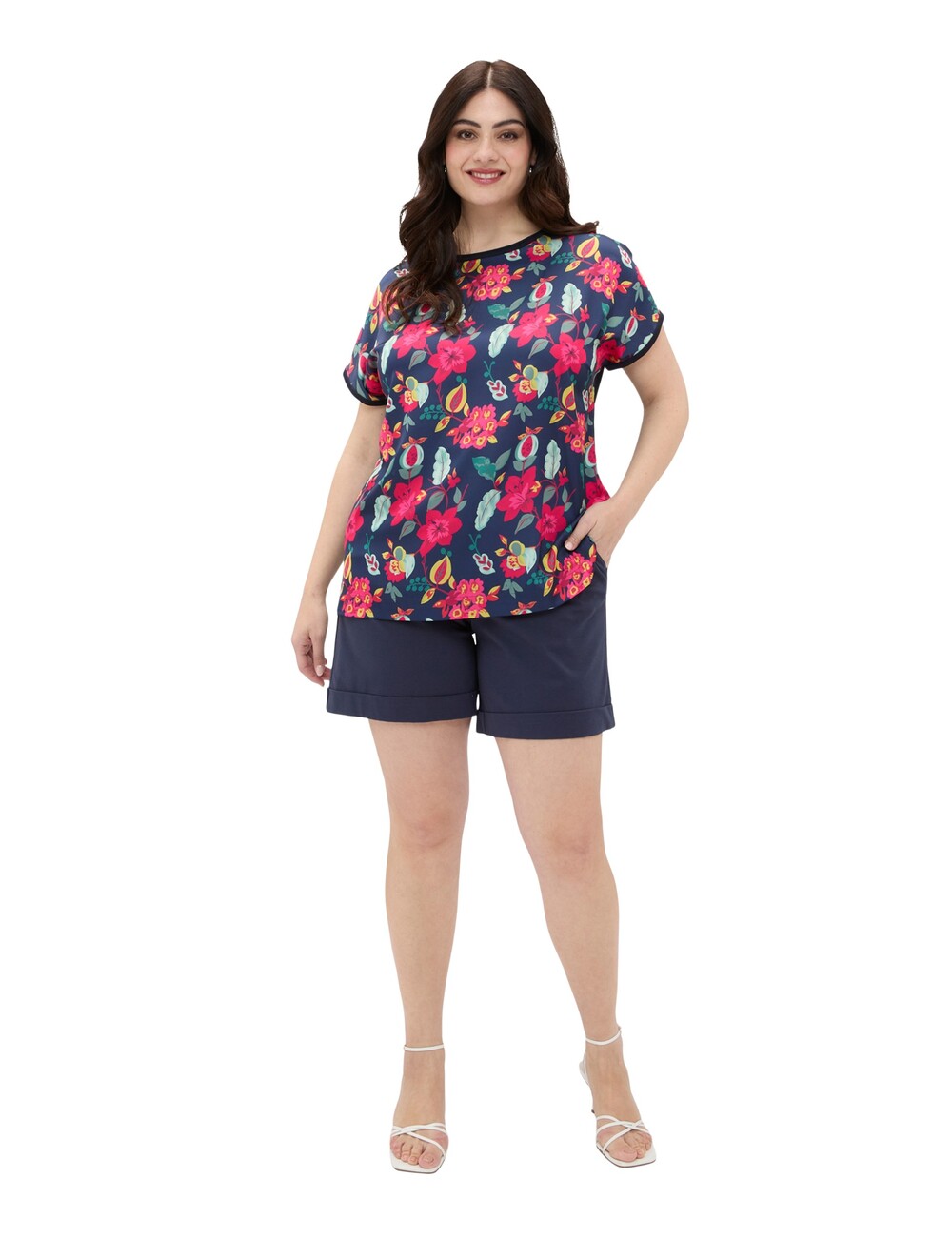 Fiorella Rubino - Jersey bimaterial con estampado floral