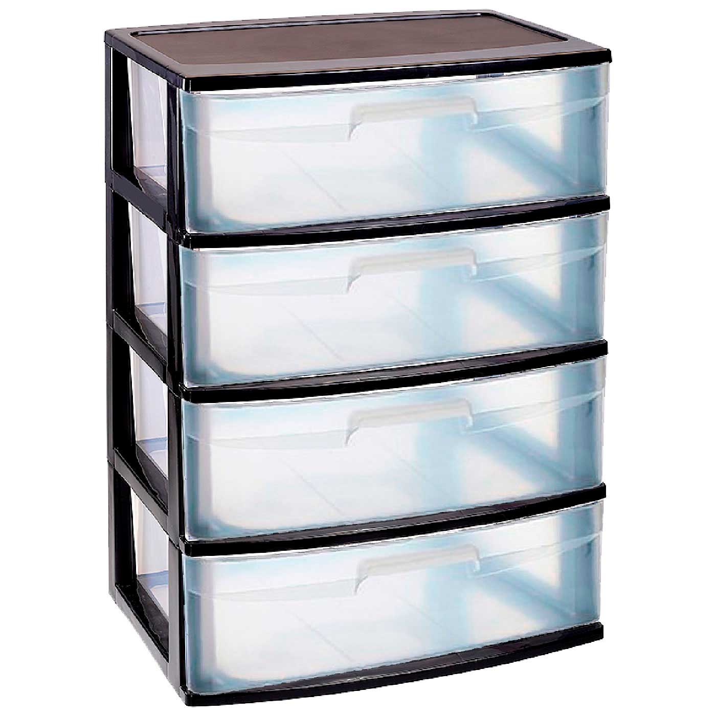 Tradineur - Cajonera de organización Nilo - Ideal para el hogar o el trabajo - Fabricación en plástico - 4 Cajones Translucidos - 80,5 x 56 x 40 cm - Color Negro
