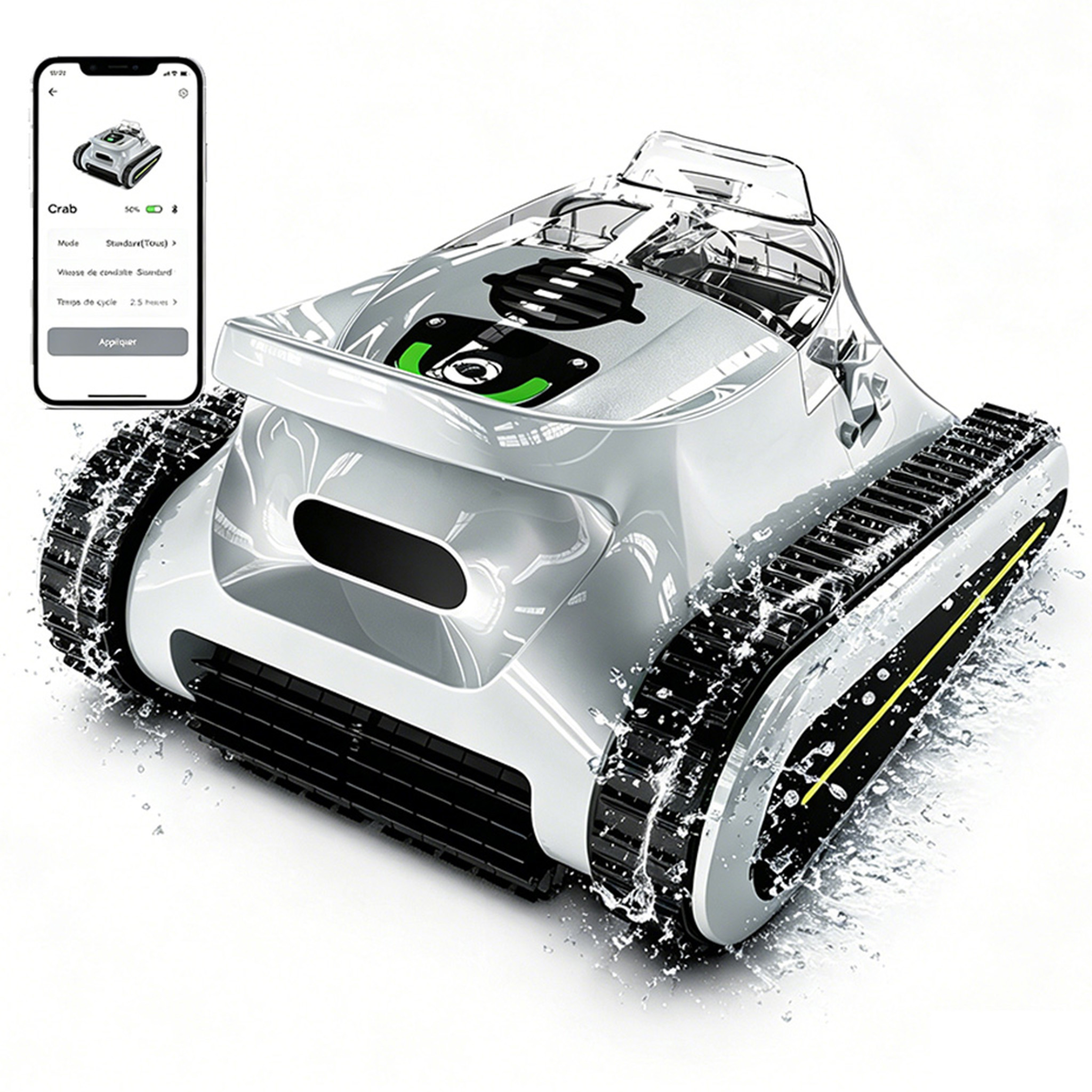 Robot Limpiafondos Piscina Con Planificación Inteligente De Rutas, Limpieza Automática De Fondo, Paredes Y Línea De Agua, 180min Autonomía, Control App