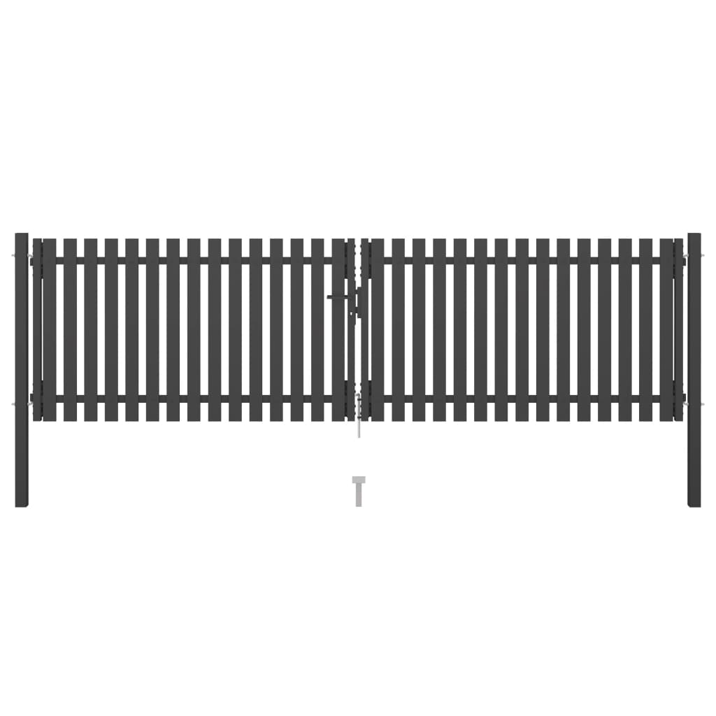 vidaXL Puerta de Valla del Jardín de Acero Gris Antracita Barrera Dimensiones 1 x 1.25 m,  1 x 1.5 m,  1 x 1.7 m y mas