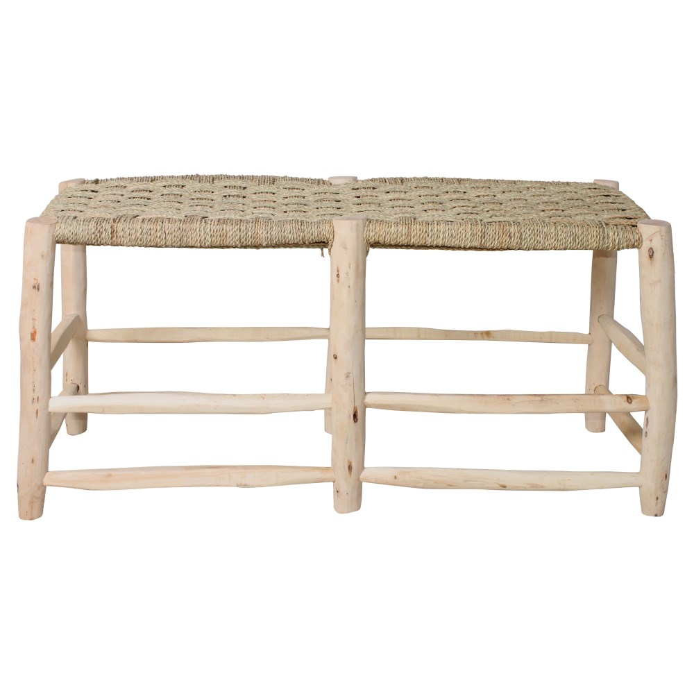 Banco De Madera Y Fibra Natural Bélgica - Misterwils Furniture For Free Souls 136x50x42