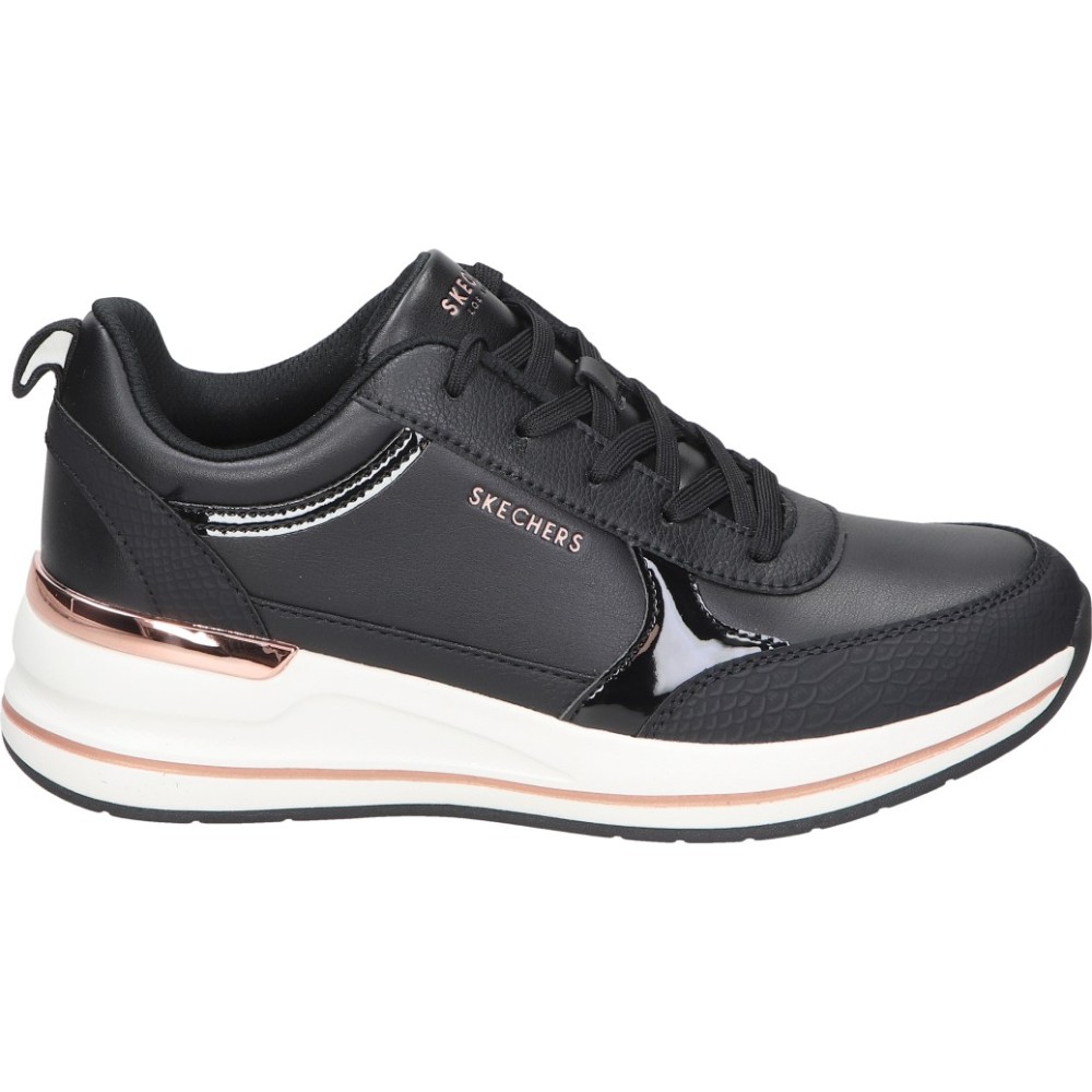 SKECHERS | Zapatos con Cuña Skechers Billion 2 para Mujer – Zapato Casual en Color Negro y con Cordones – Cuña Media y Cómoda – Combinables – Modelo 177345-BLK