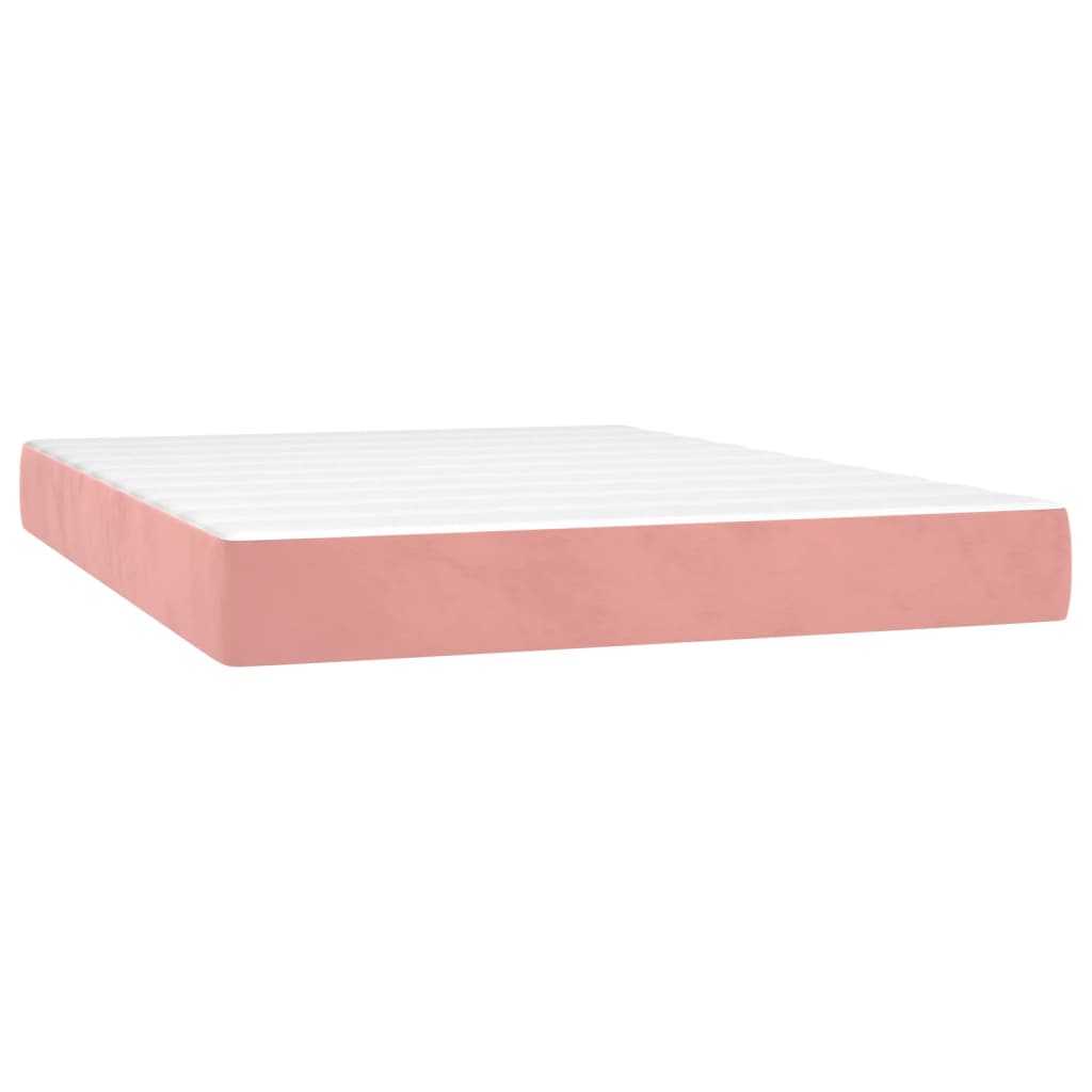 vidaXL Colchón de muelles ensacados firmeza media terciopelo rosa 140x190x20 cm