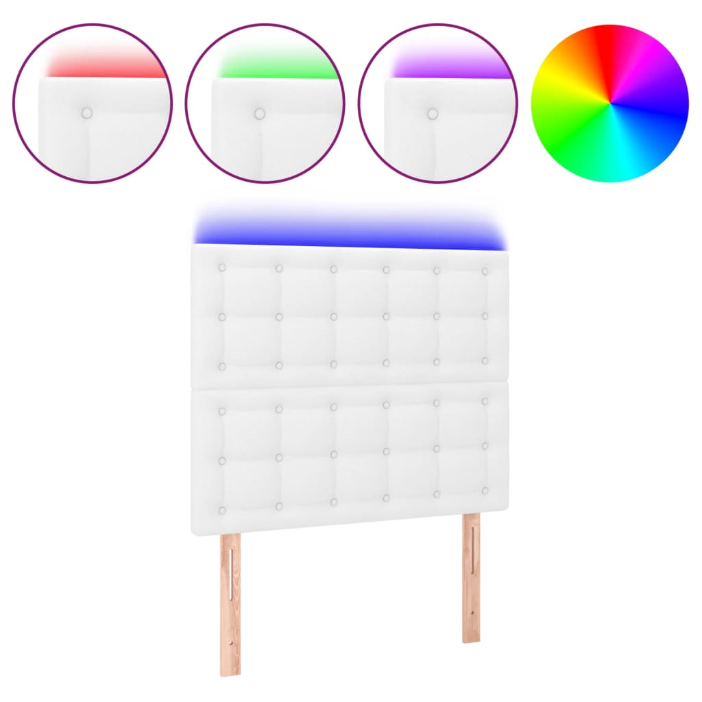 vidaXL Cabecero con luces LED cuero sintético blanco 90x5x118/128 cm