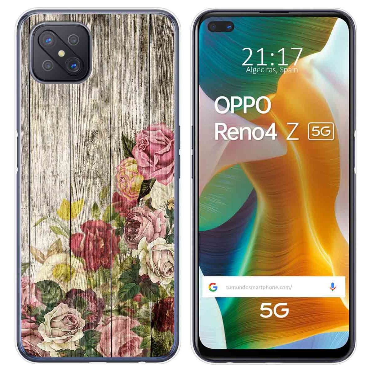 Tumundosmartphone Funda Gel Tpu para Oppo Reno 4Z 5G diseño Madera 08 Dibujos