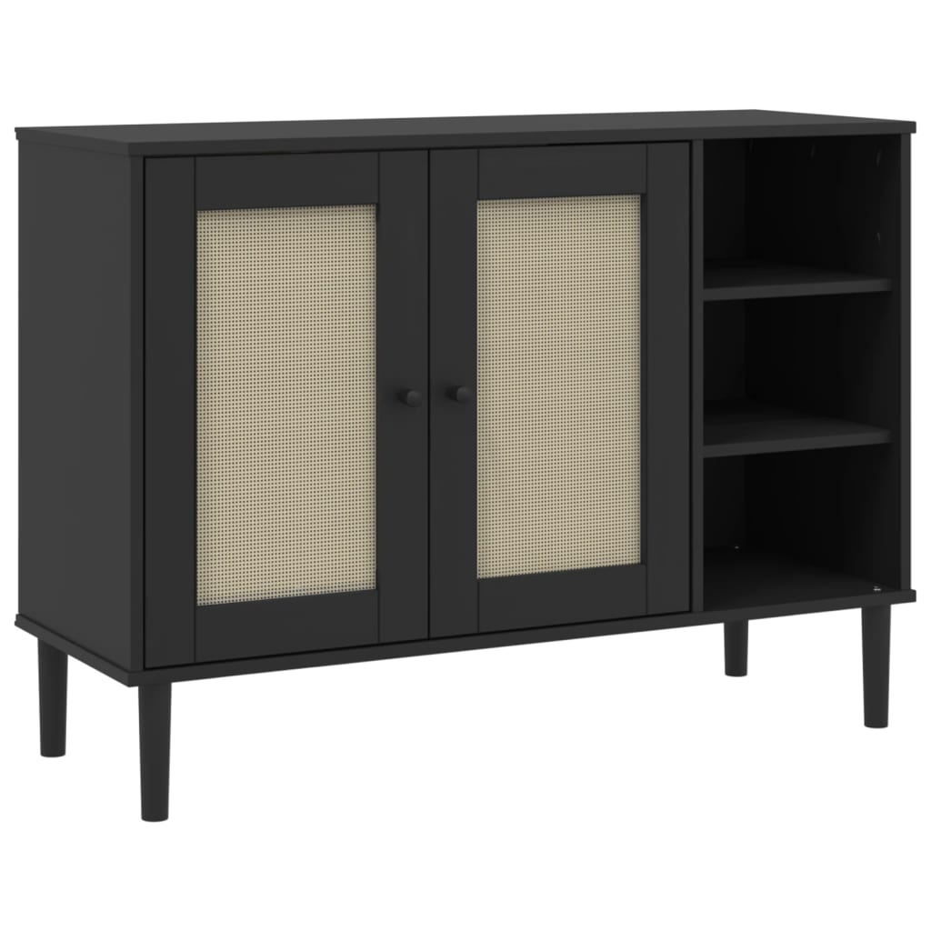 Vidaxl Aparador de Madera Maciza Con Aspecto de Ratán - 112x40x80 Cm