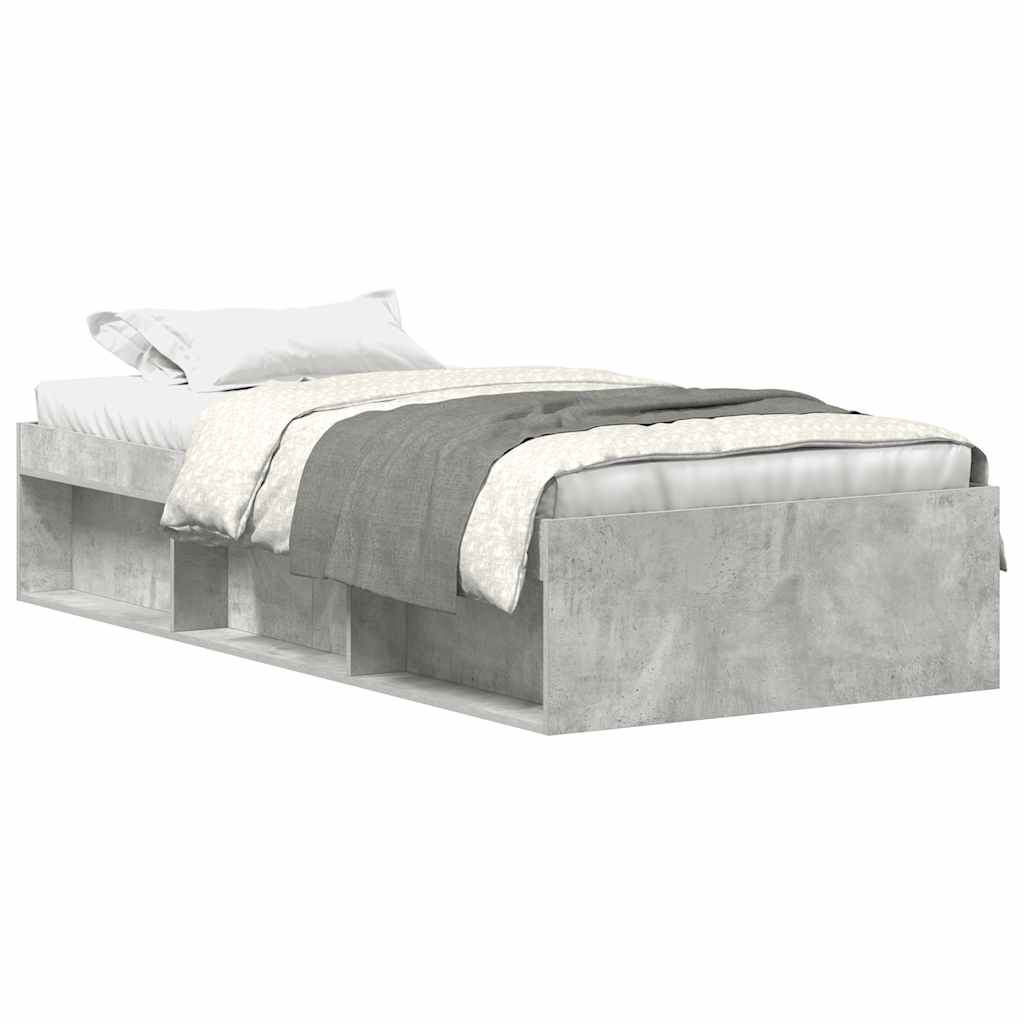 vidaXL Estructura de cama gris hormigón 90x190 cm