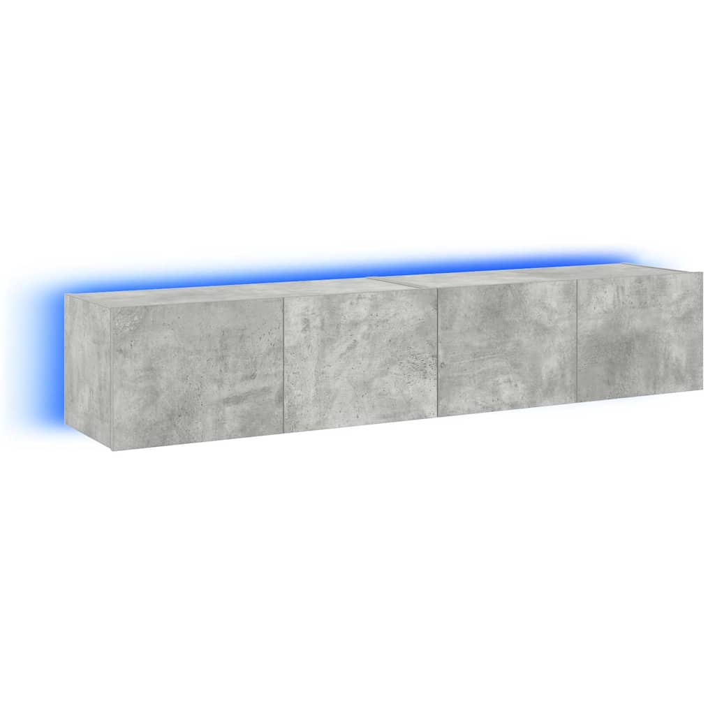 vidaXL Muebles TV de pared luces LED 2 uds gris hormigón 80x35x31 cm