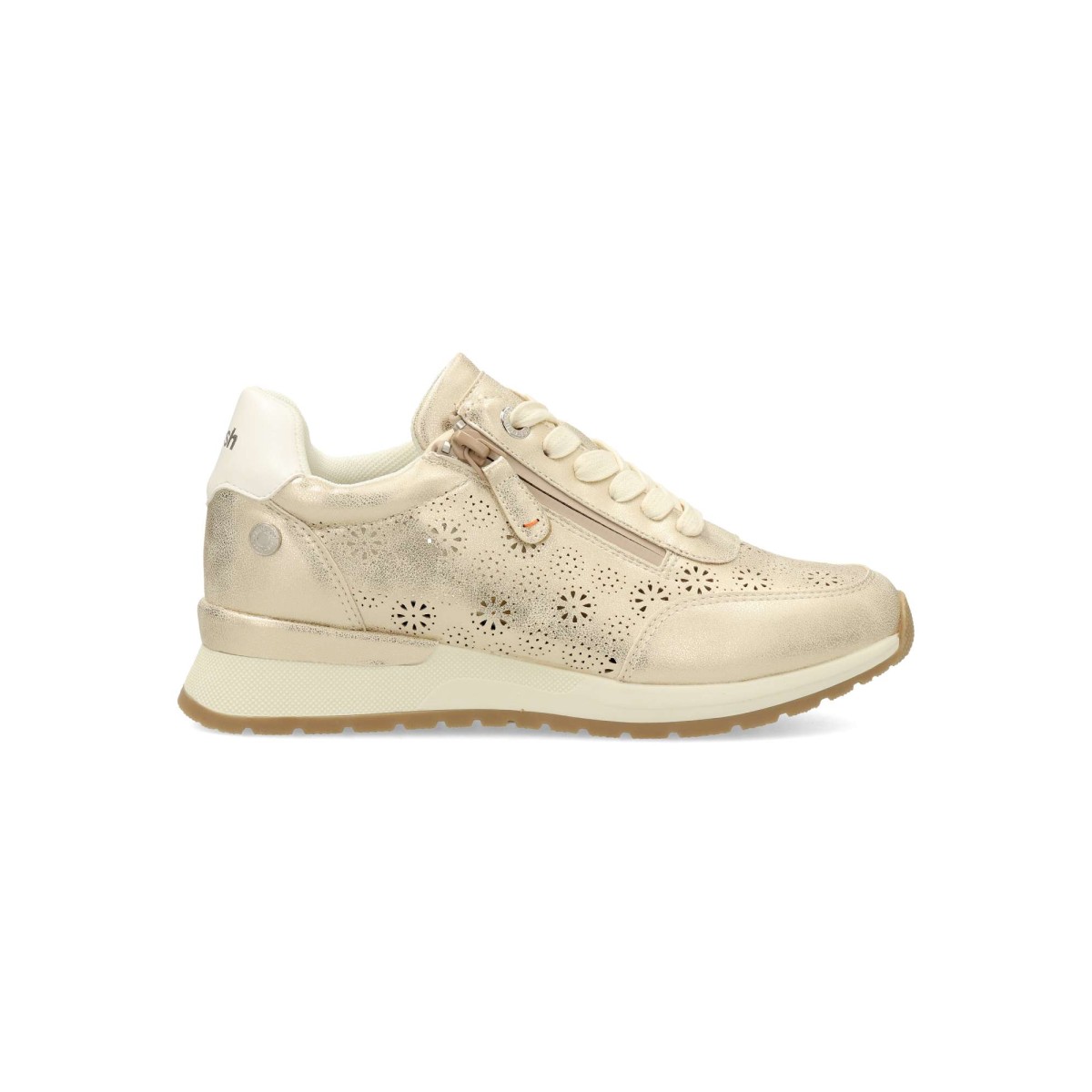Refresh - Zapatillas casual mujer troqueladas vegano con cierre lateral y cordones, suela antideslizante y cuña de 3,5 cm