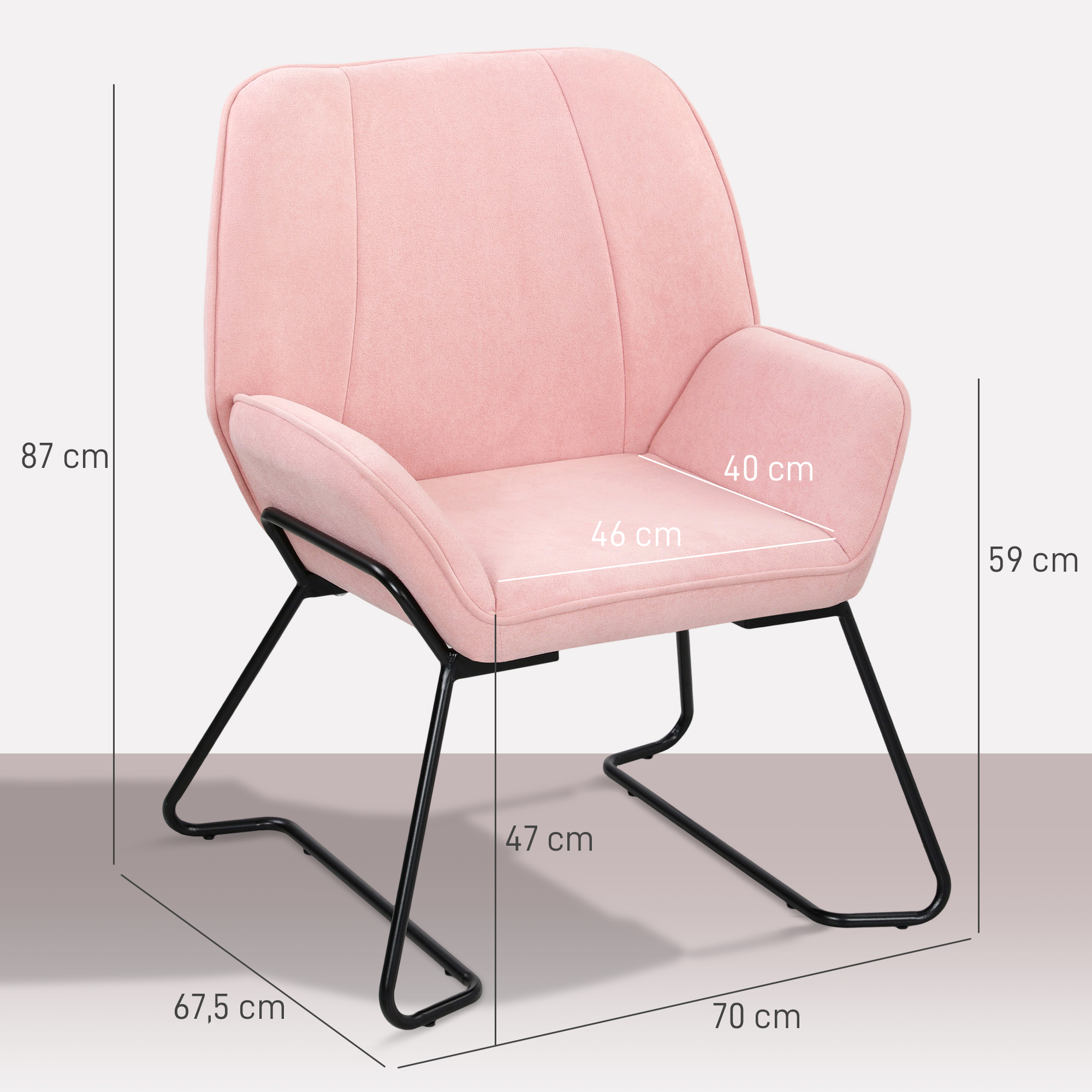 HOMCOM Butaca de Salón Moderna Sillón Lectura con Asiento Ancho y Acolchado Tapizado en Terciopelo Patas de Metal Sillón para Salón Sala de Estar Dormitorio