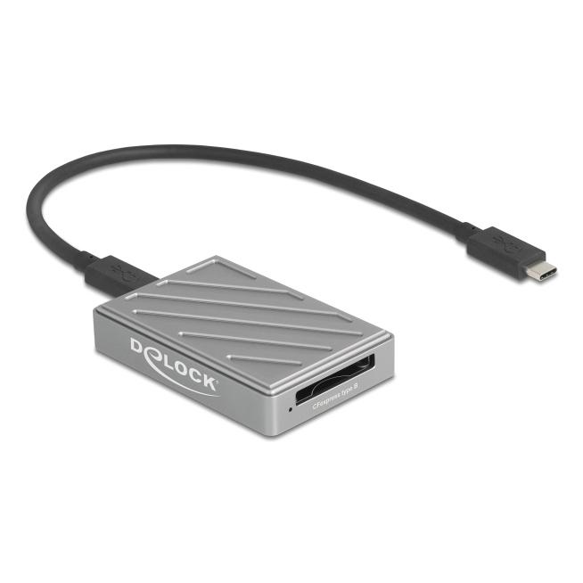 DeLOCK 91021 lector de tarjeta USB4 Gen 3x2 Type-C Gris