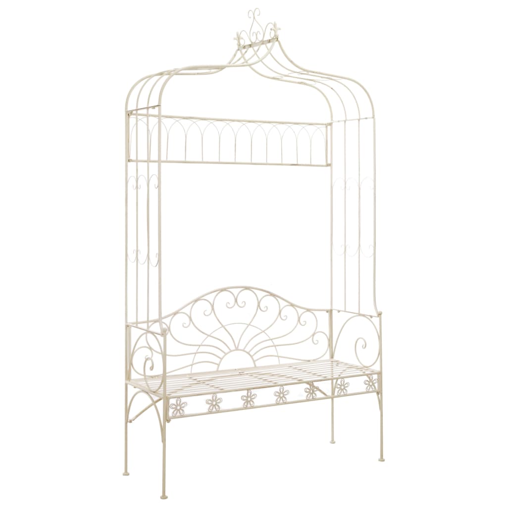 vidaXL Banco de jardín metal blanco envejecido 122 cm