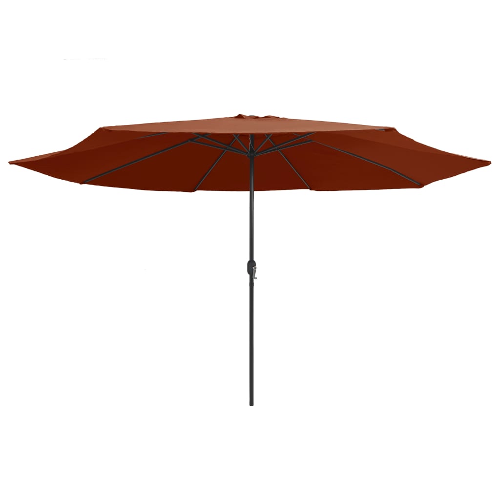 vidaXL Sombrilla de exterior con palo de metal 390 cm Color Blanco arena, Verde, Antracita