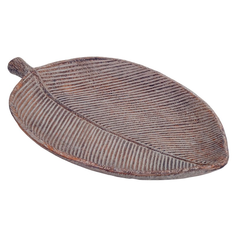 Signes Grimalt Signes Grimalt By SIGRIS - Plato Hoja Gris de Resina | Plato Decoracion Mesa Salon Decoracion Boho cm 28000