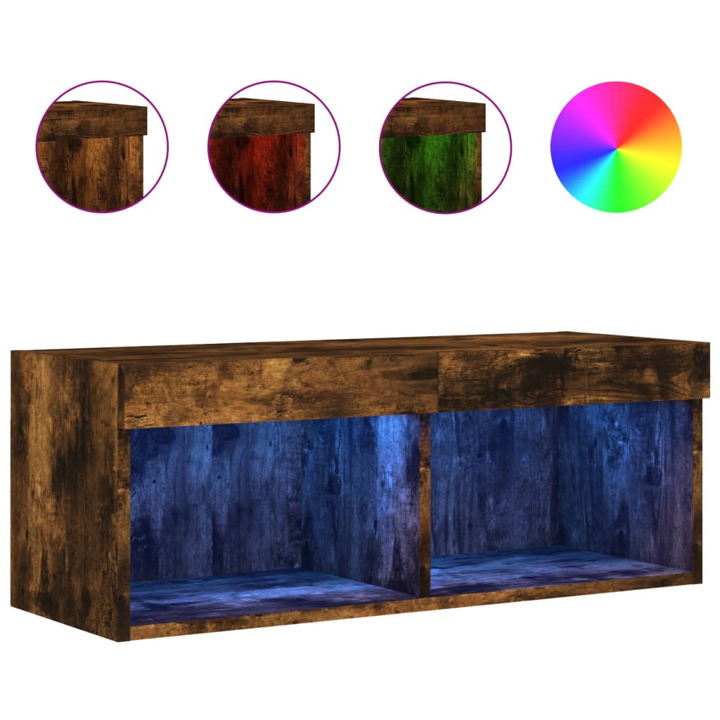 vidaXL Mueble para TV con luces LED 80x30x30 cm, Mueble de Salon, Mueble TV, Mueble TV salon, Mesa de TV, Mueble tele