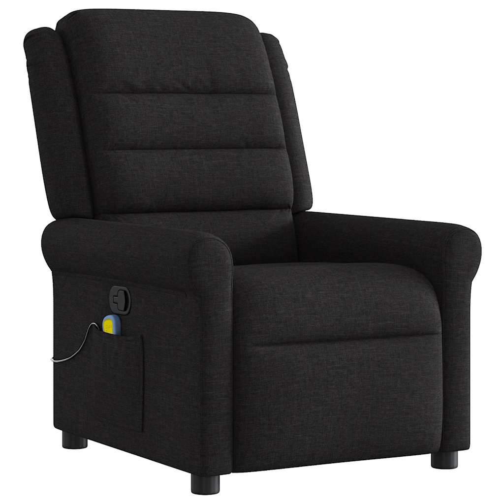 vidaXL Sillón reclinable de masaje de tela negro