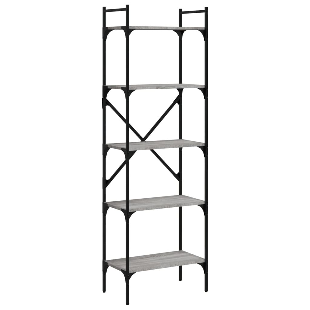 vidaXL Librería de 5 estantes madera gris Sonoma 56x31,5x174 cm