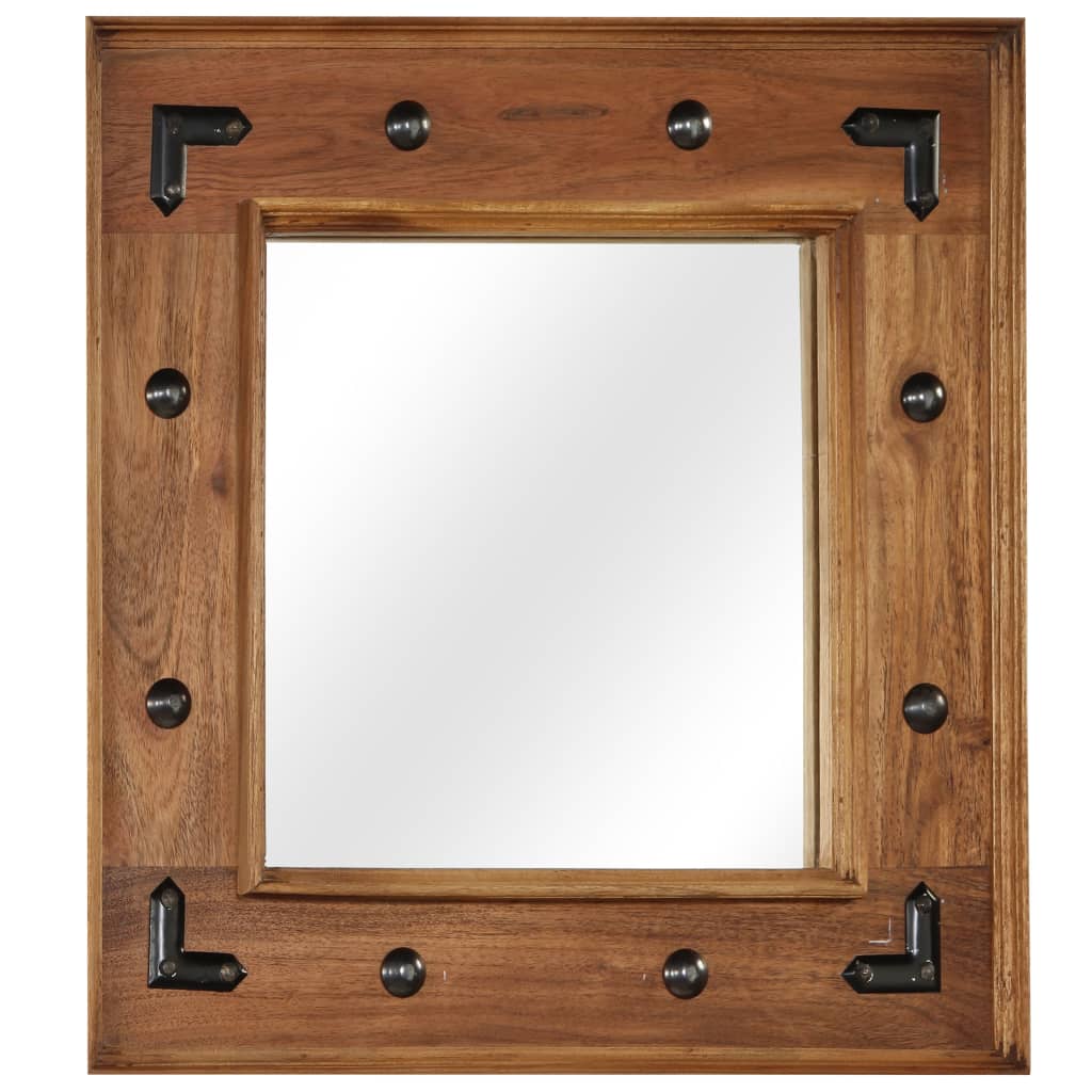 vidaXL Espejo de Madera Maciza de Acacia Decoración de Hogar Interior Dimensiones 50 x 50 cm, 50 x 80 cm