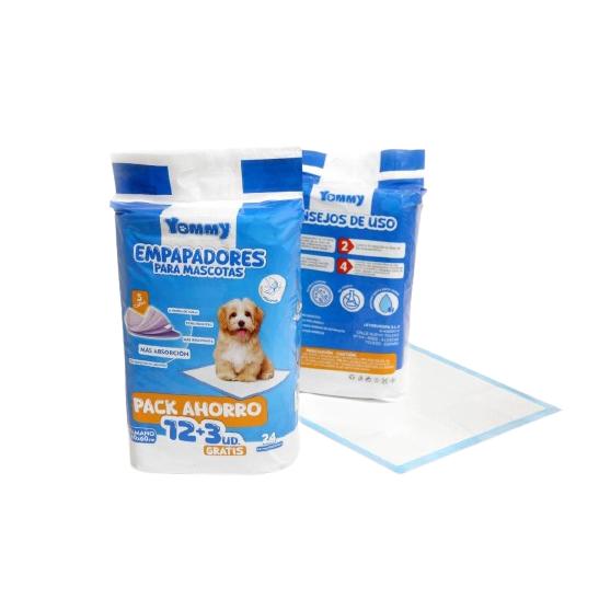 Empapadores para Mascotas, Pañales para Perros Super Absorbentes, 60*60cm, TALLA M, 12PCS+3PCS