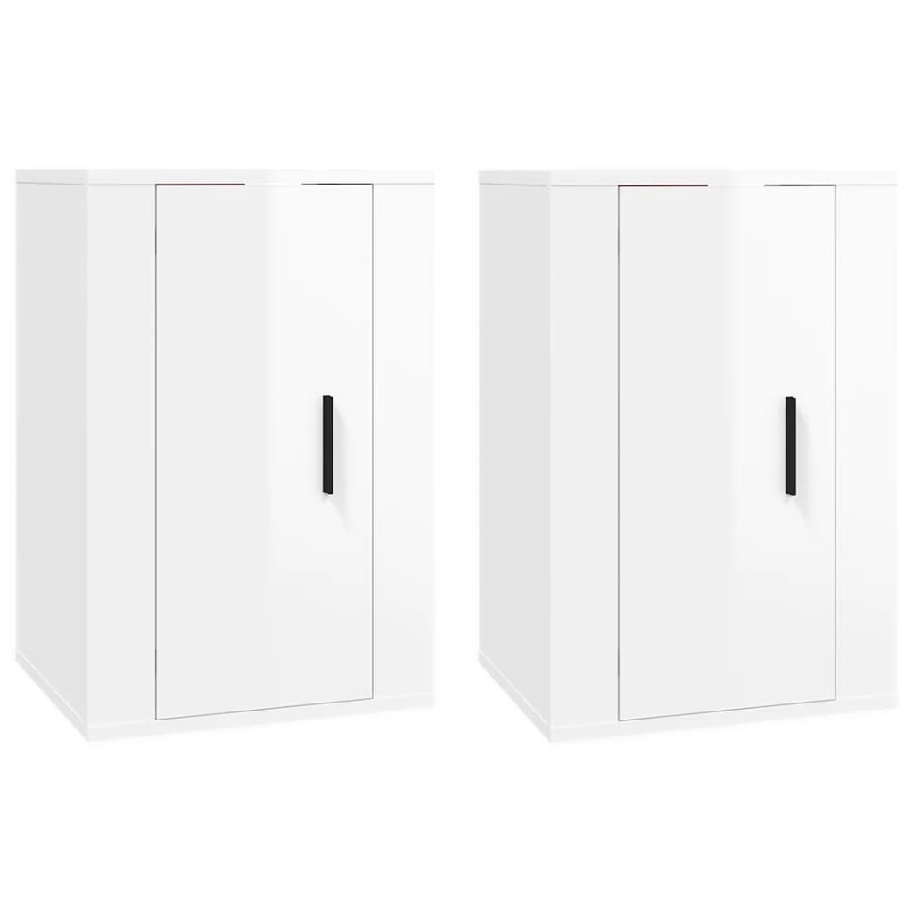 vidaXL Muebles para TV de pared 2 uds blanco brillante 40x34,5x60 cm