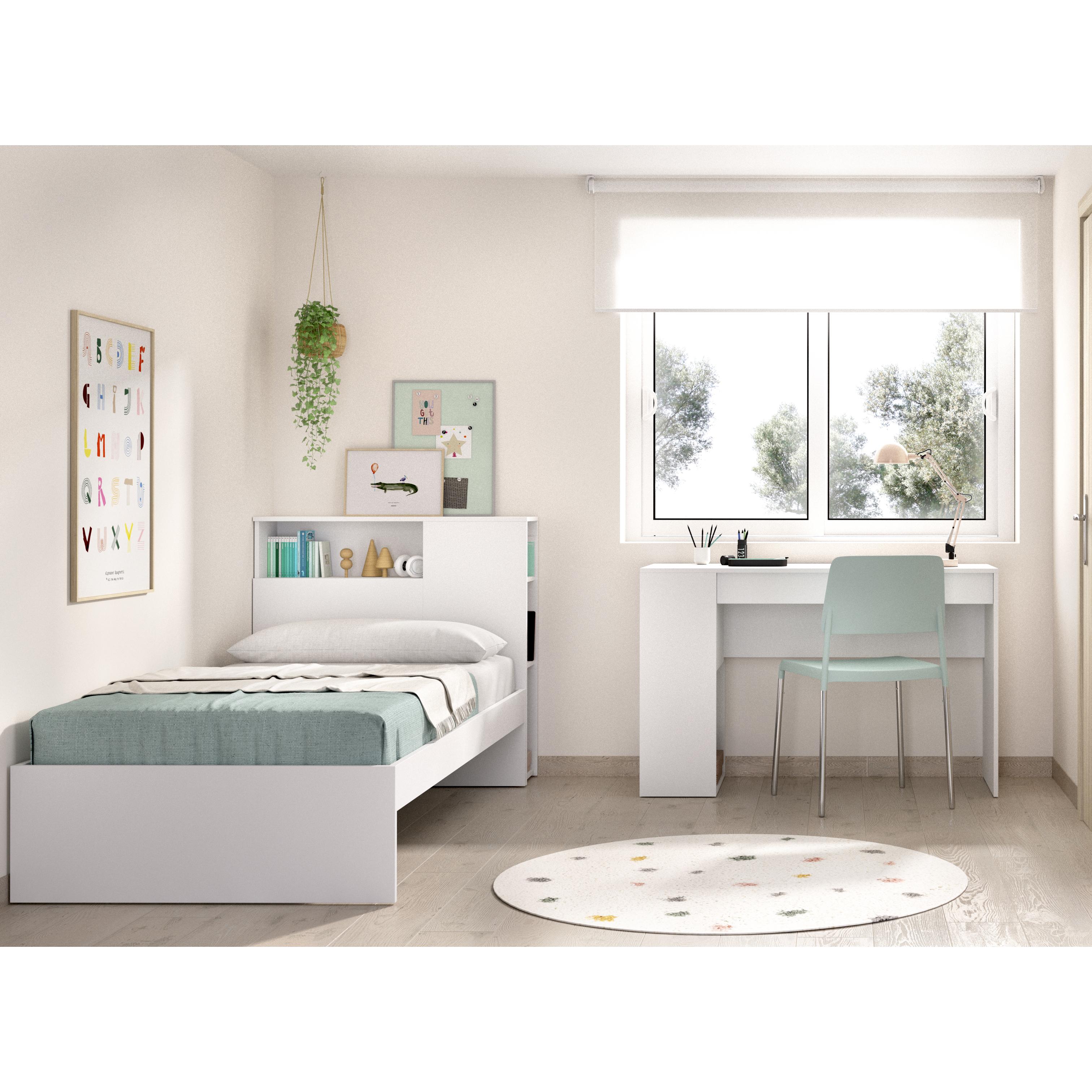 DEKIT GRUPO RIMOBEL TEN PACK - CONJUNTO DE CAMA CON CABEZAL Y MESA ESCREITORIO - BLANCO