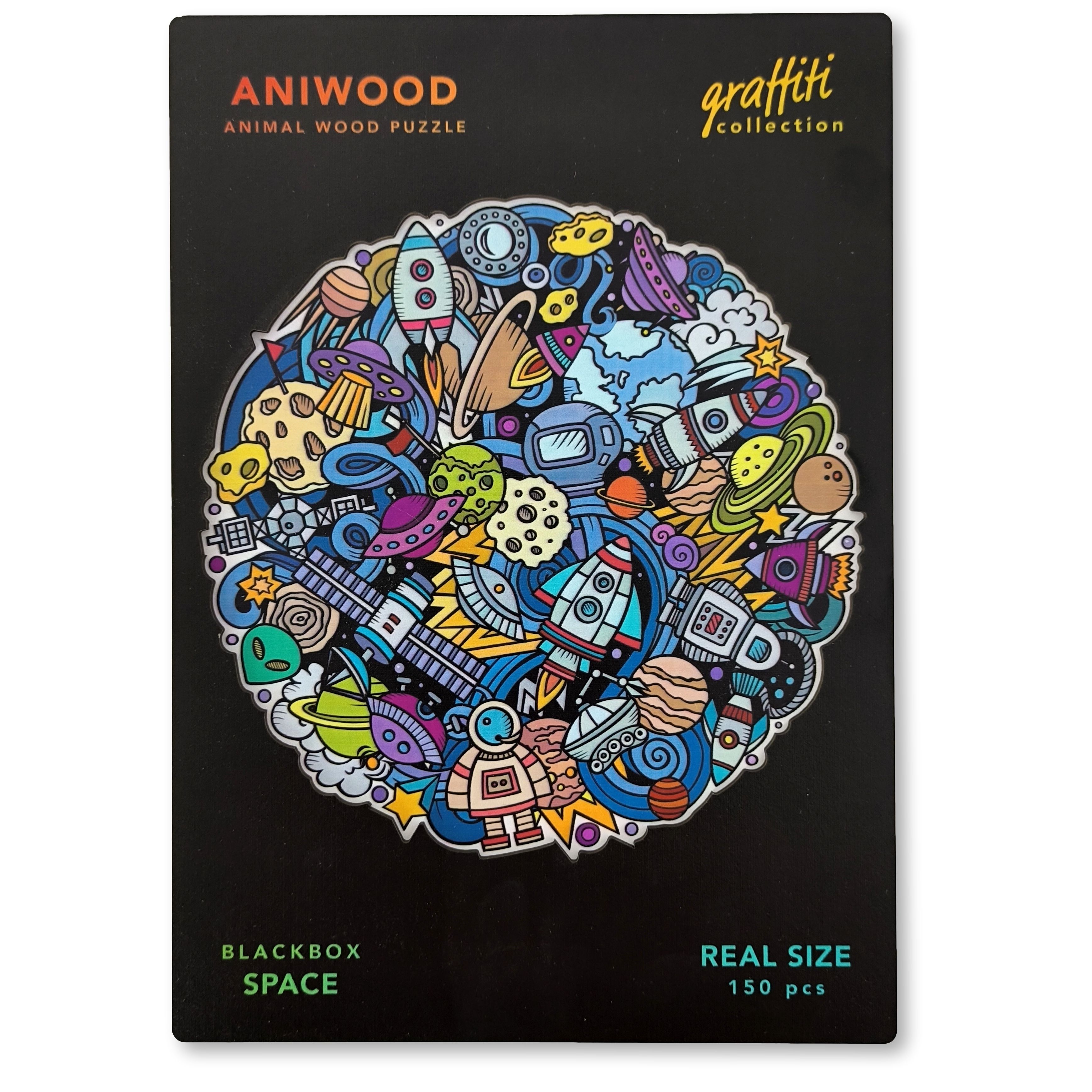 Juegaconmigo ANIWOOD Puzzle de Madera Mandala. Tapa troquelada, Caja a tamaño Real del Puzzle. 3 Dificultades 150 Piezas, Elemento Decorativo. Piezas únicas Originales. Mejor Regalo niños y Adultos