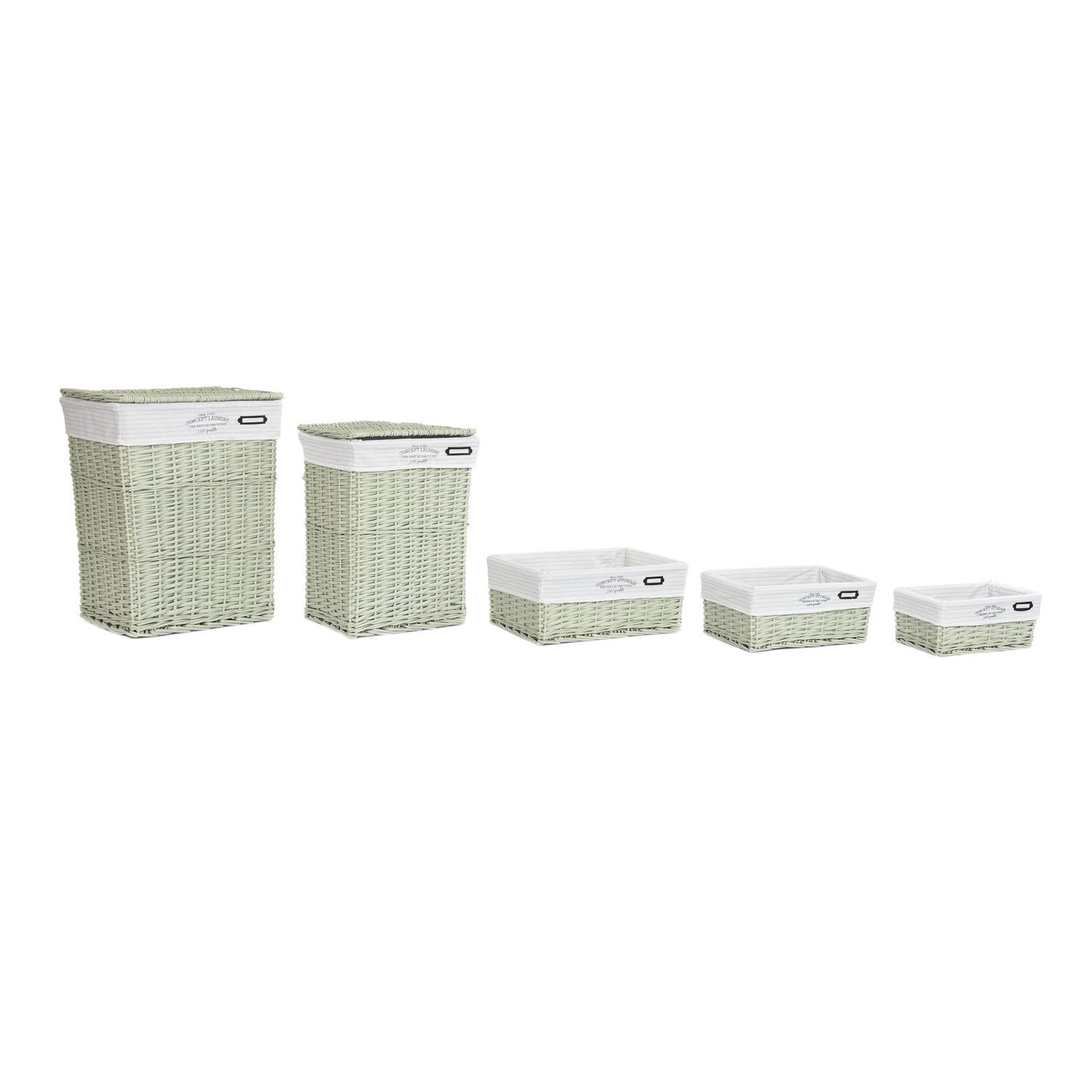 CESTA ROPA SET 5 MIMBRE POLIESTER 44X34X56 VERDE DC202353 - EL MEJOR COMPLEMENTO PARA TU HOGAR FIJALO