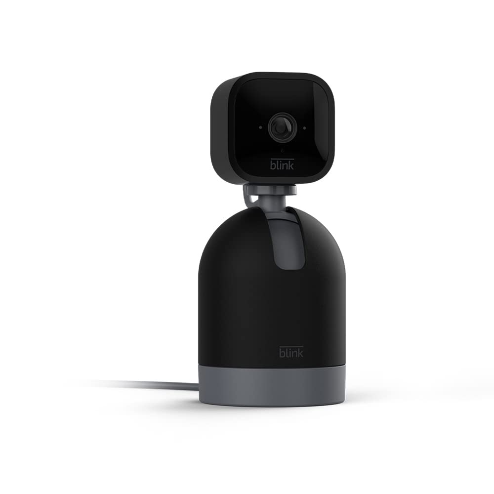 Blink Mini Pan-Tilt Cámara de seguridad inteligente orientable, interior, con enchufe, audio bidireccional, vídeo HD y detección de movimiento, compatible con Alexa, Color Blanco, Negro