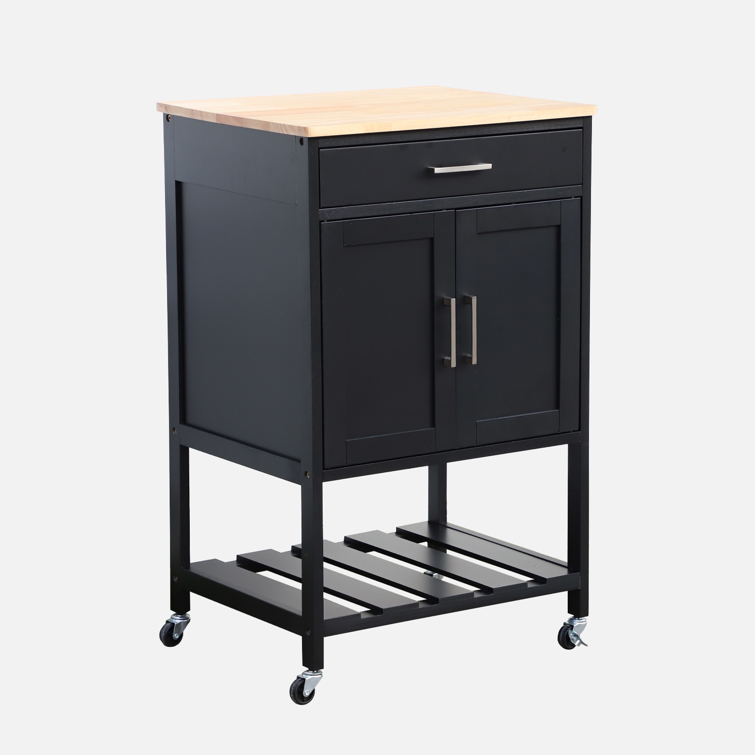 sweeek - Carro de cocina con encimera de madera de pino , Bendor , 56x46x90