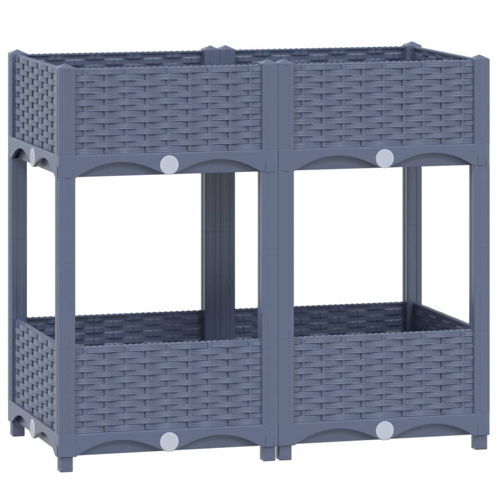 vidaXL Arriate 80x40x71 cm polipropileno Color Gris oscuro,  Marrón,  Negro y mas