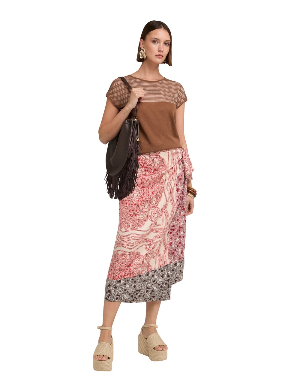 Motivi - Falda pareo de raso con estampado