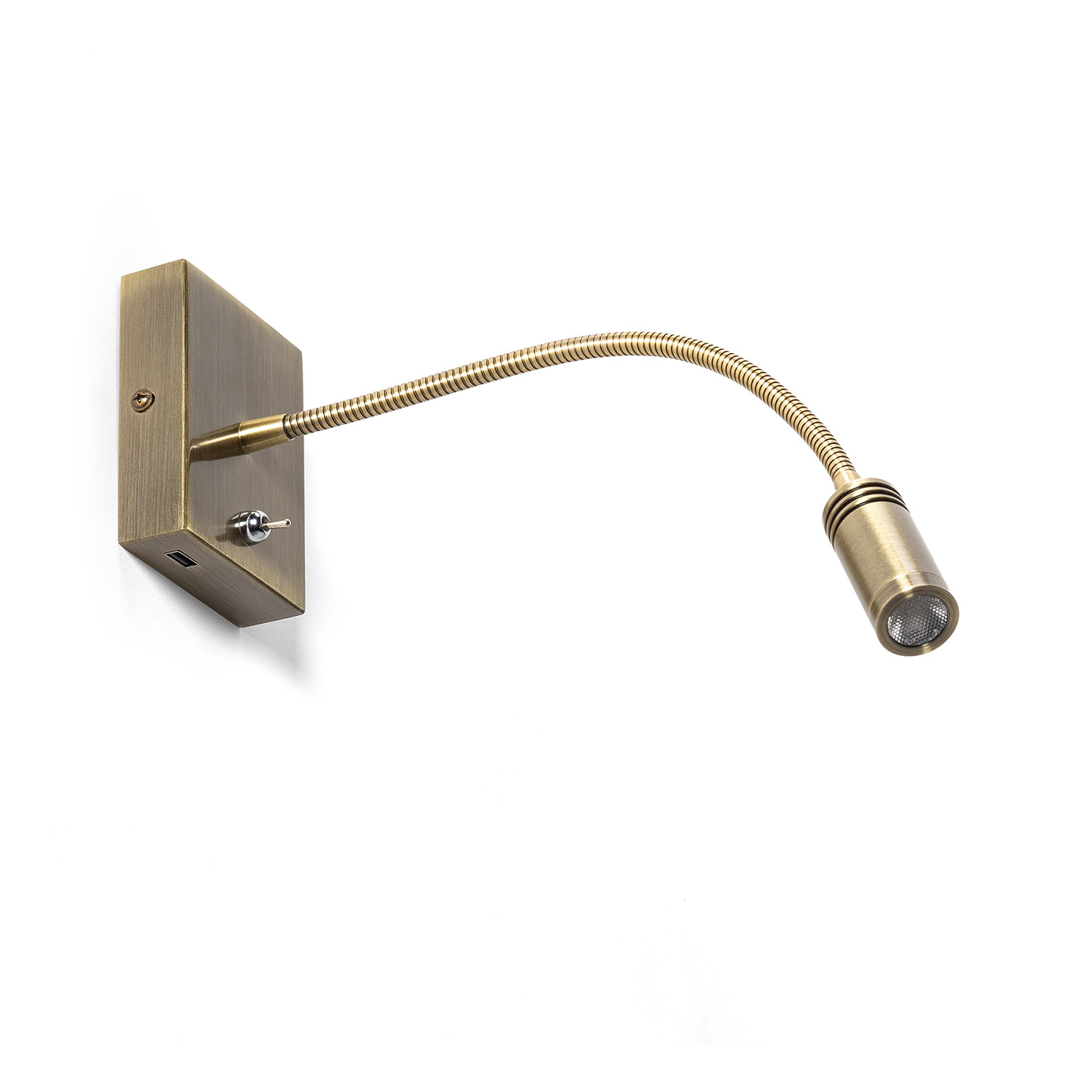Ledkia Lámpara de Pared LED 2.5W Metal con Puerto USB Apsley Dorado