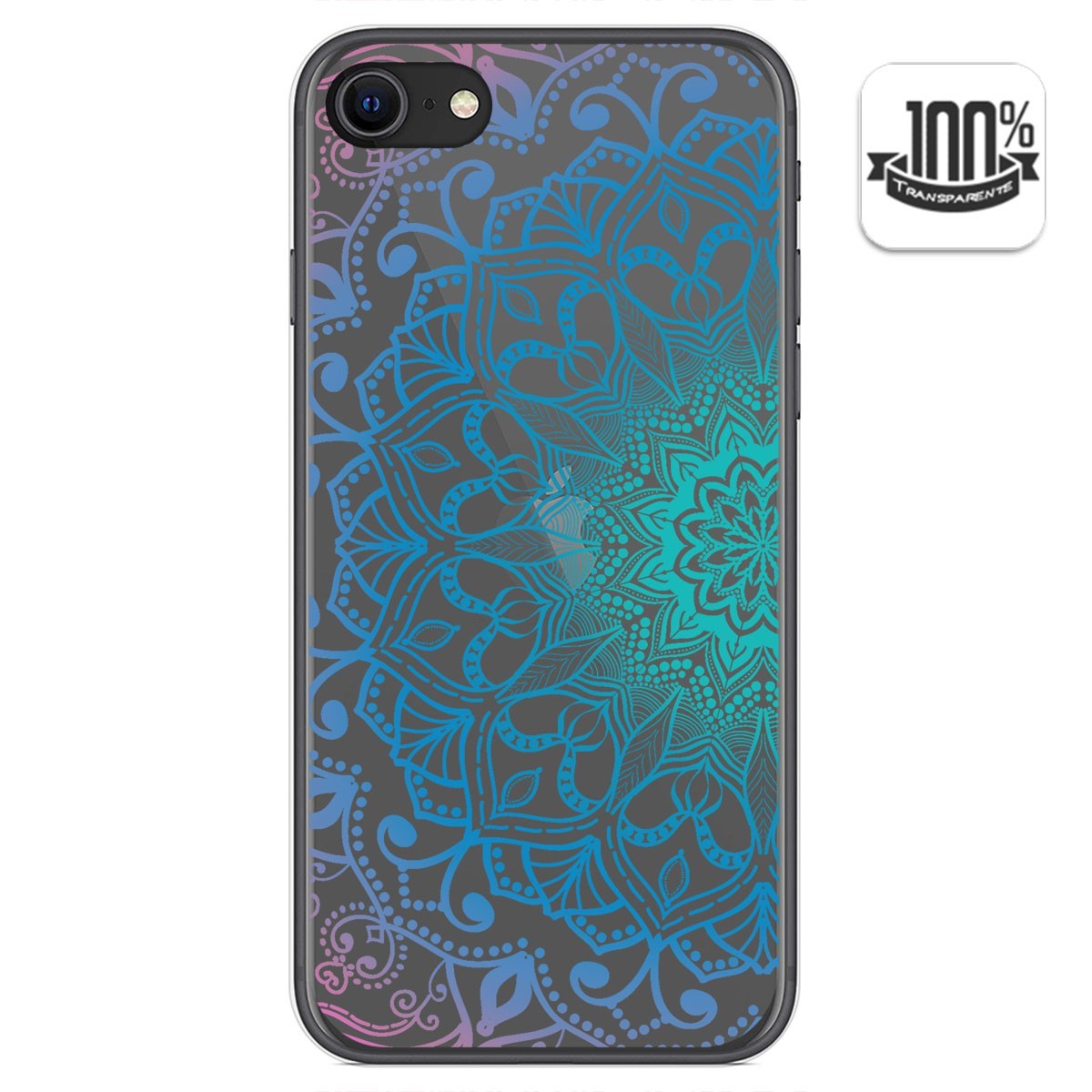 Tumundosmartphone Funda Gel Transparente para Iphone SE 2020 diseño Mandala Dibujos
