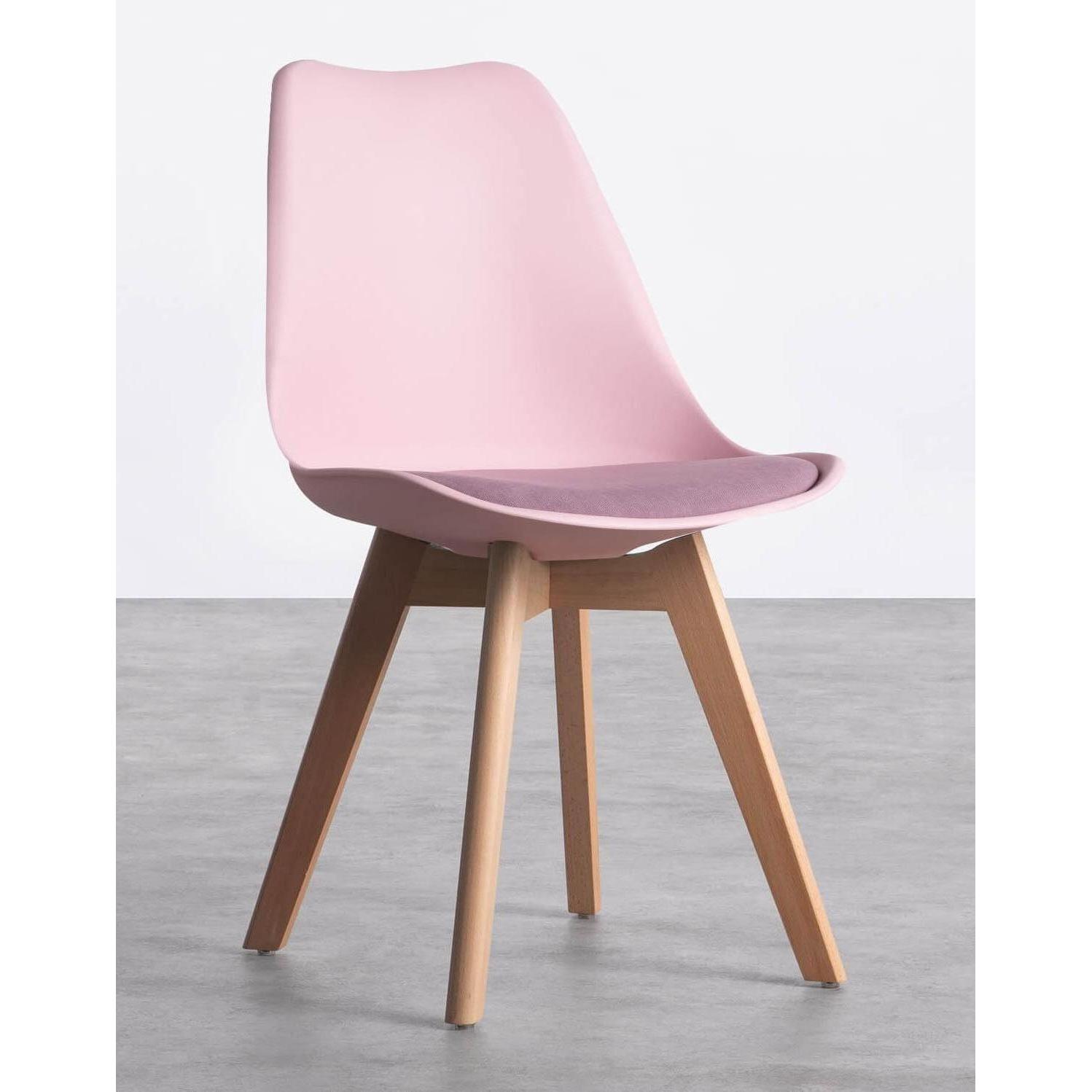 ORION91 Silla LYRA Asiento Acolchado Cojín Tela Fine Color (VARIOS COLORES) y Patas Haya (43x83x49cm) Comedor Oficina Salón Tele