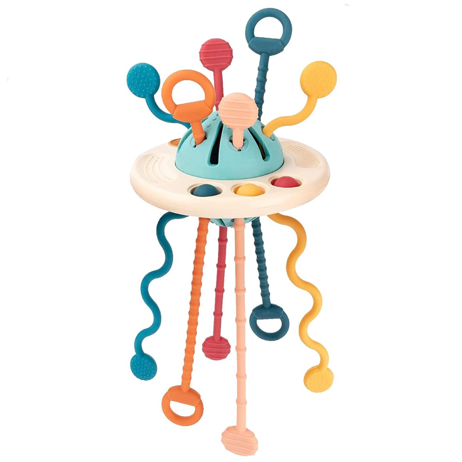 Juguete bebé 1 año con ventosa para cochecito, juguete sensorial educativo 12-18 meses+, juguete de aprendizaje tipo OVNI para desarrollar motricidad fina y coordinación, regalo original para niños pequeños