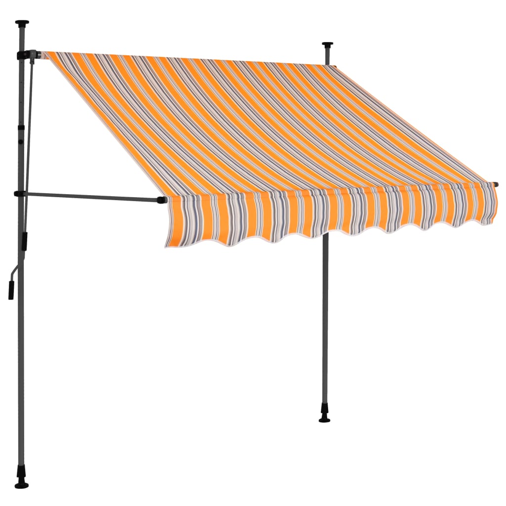 Vidaxl Toldo Retráctil Manual con LED 100 Cm - Color Azul, Amarillo y Blanco - Protección Rayos UV
