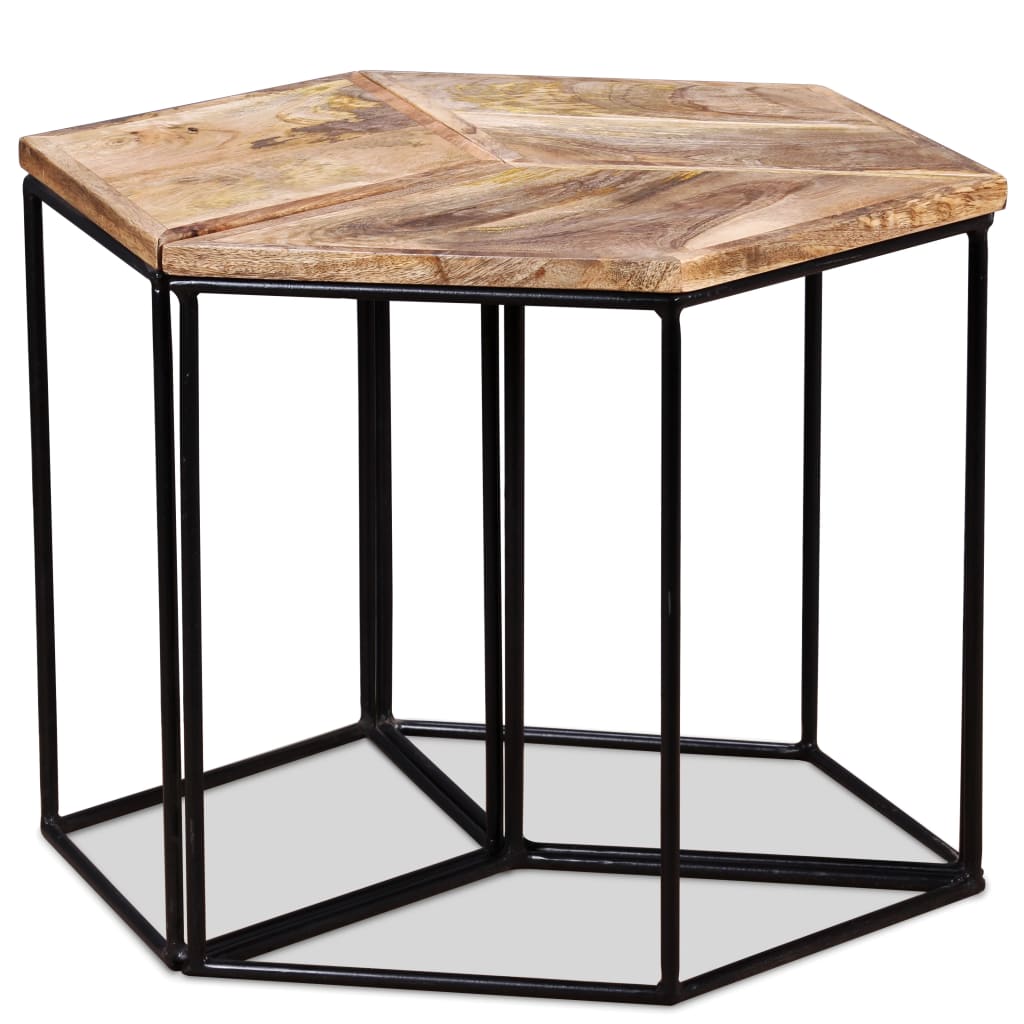 vidaXL Mesa de centro de madera maciza de mango 56x48x40 cm Mesita de Salón o Comedor o Auxiliar Mesa de Café Meuble Salón
