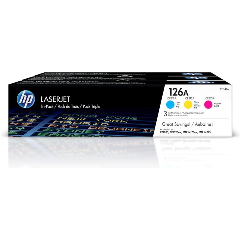 HP Pack de ahorro de 3 cartuchos de tóner original LaserJet 126A cian/magenta/amarillo