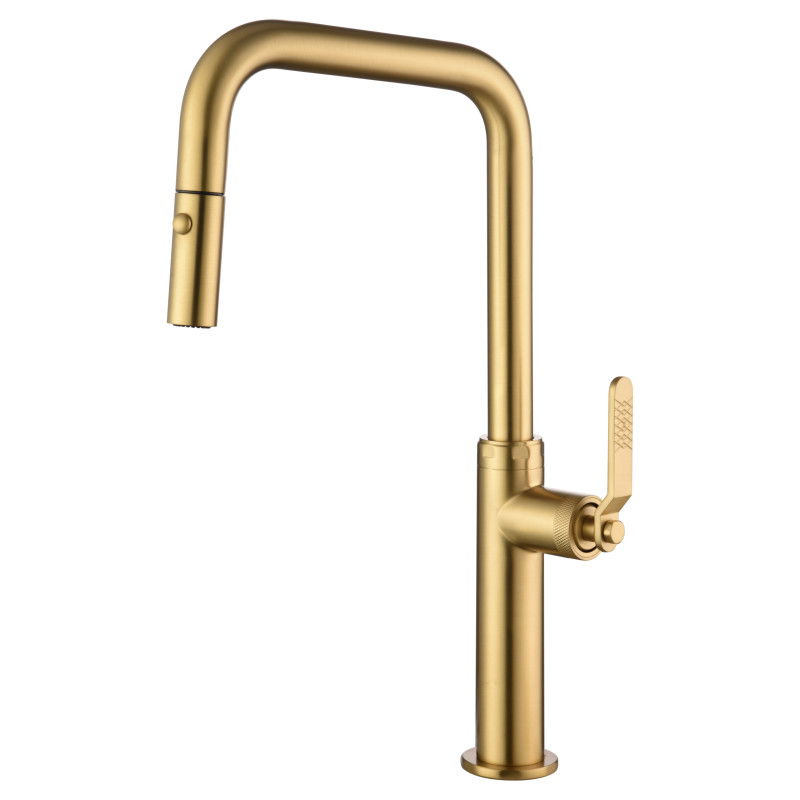 Imex Niza GCE027/OC grifo de cocina monomando extraíble con difusor doble jet en acabado oro cepillado