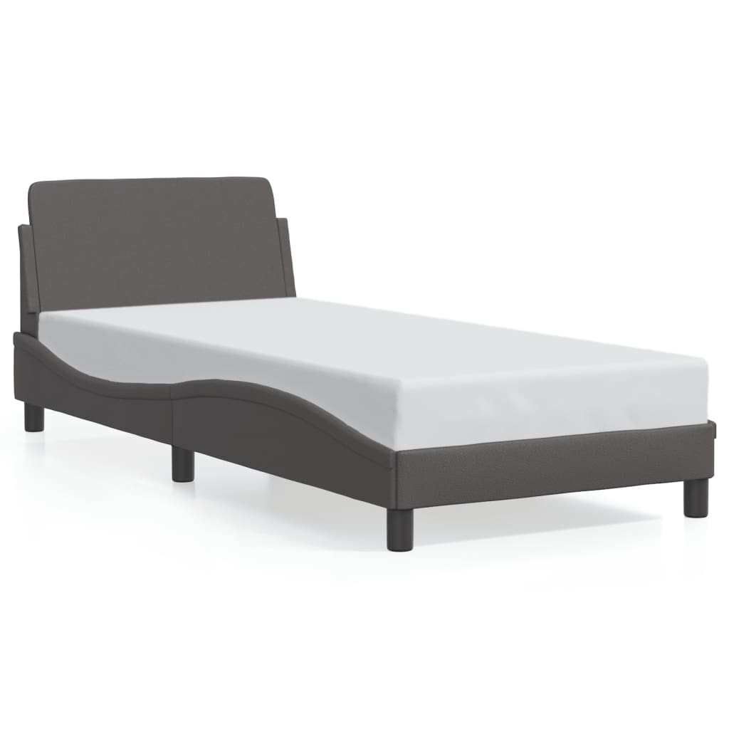 vidaXL Estructura de cama Dover cuero sintético gris 90x190 cm