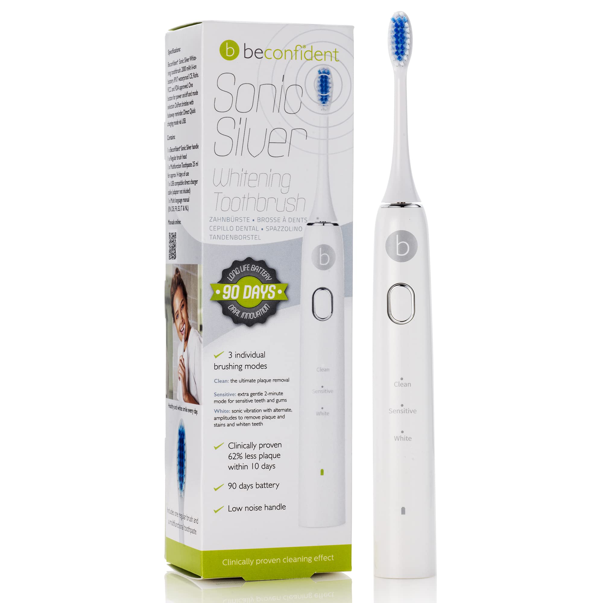 Sonic silver electric whitening toothbrush #white/silver 1 u