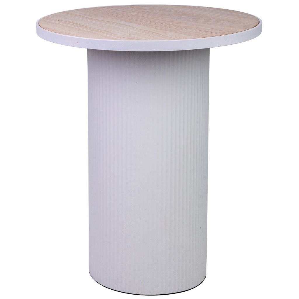 Wonderlust Deco - Mesa auxiliar de metal blanco y madera 46x46x56h cm Blanco 46x46x56h cm