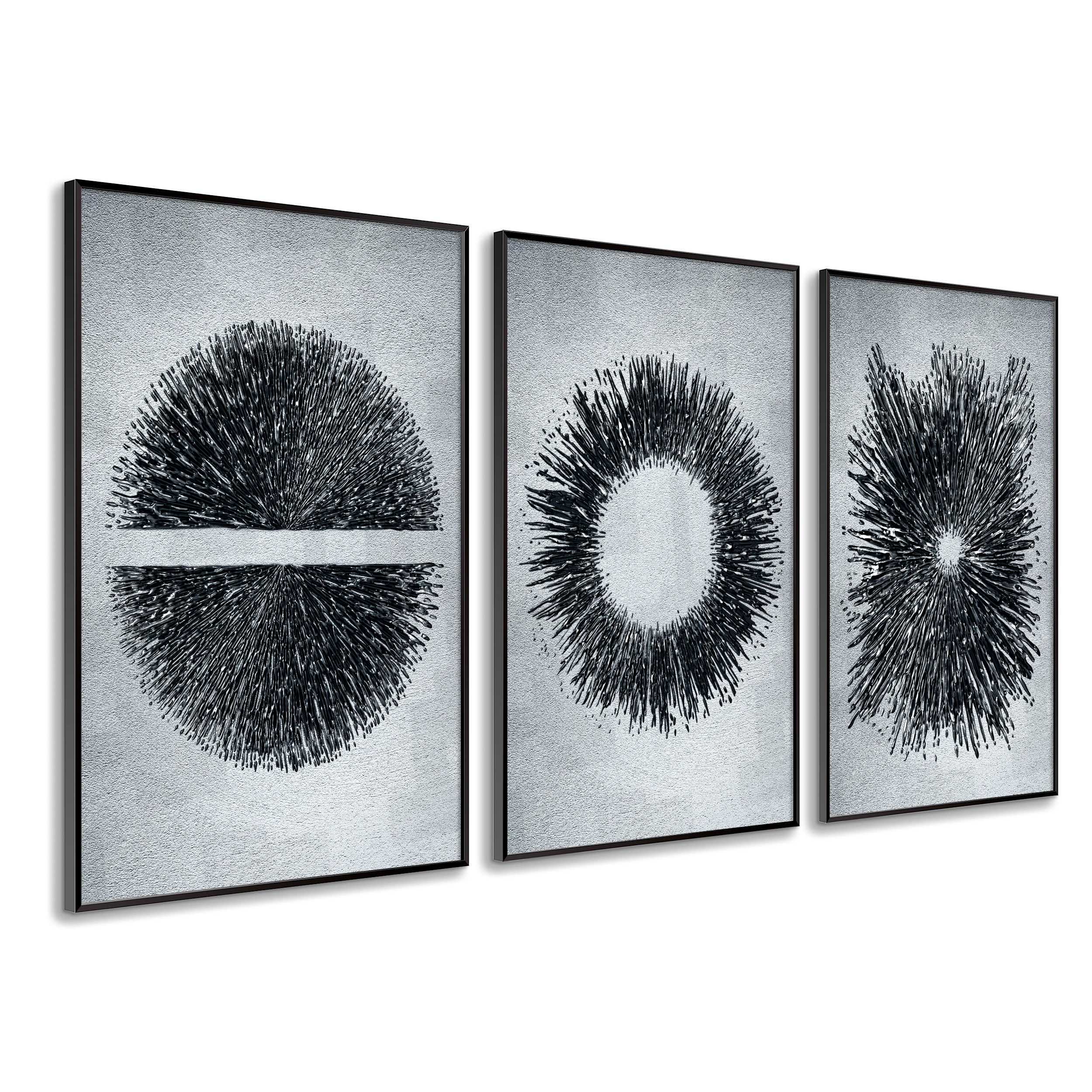 DekoArte - Cuadros decoracion salon modernos ARTE MINIMALISTA MADERA 50x70  cm x3 piezas - Cuadros con marco color negro incluido