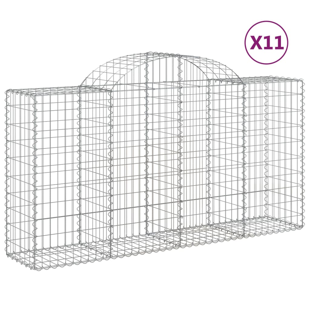 vidaXL Cestas de gaviones 11 uds forma de arco hierro Dimensiones 200 x 30 x 40/60 cm, 200 x 30 x 60/80 cm, 200 x 30 x 80/100 cm y mas