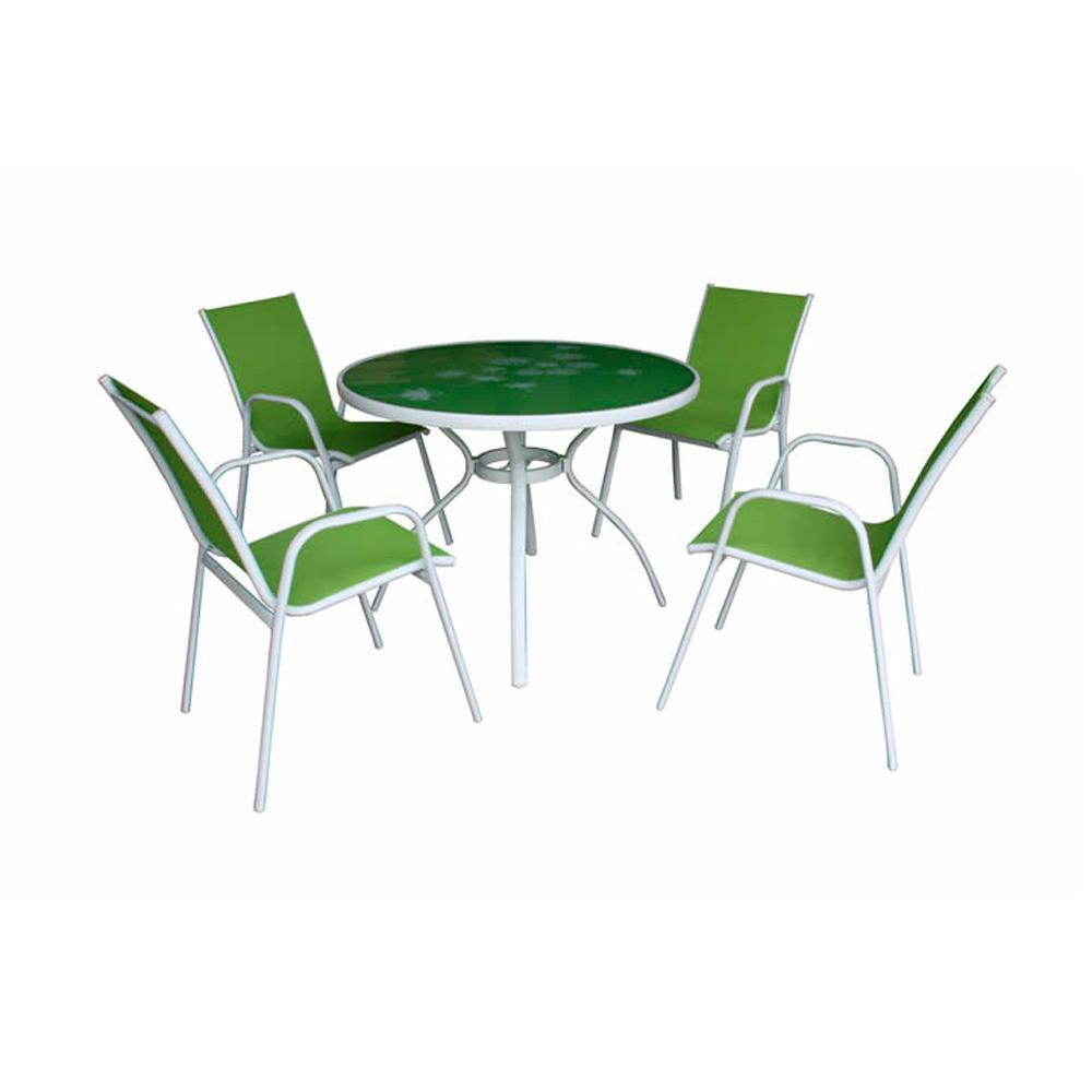 Mesa 100 cm + 4 sillones africa verde conjunto