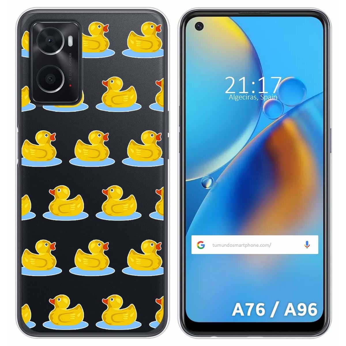 Funda Silicona Transparente para Oppo A76 / A96 diseño Pato Dibujos