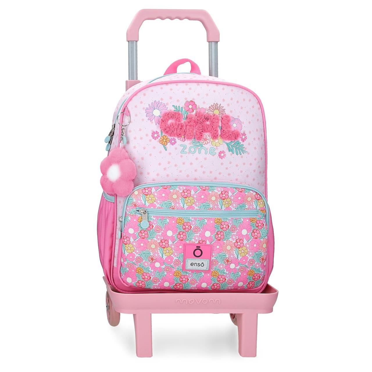 Mochila escolar con carro Enso Girl Zone 30x38x12cm Fucsia